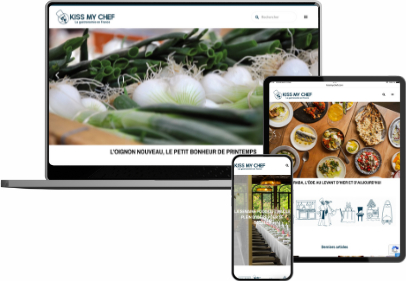 Image du site internet kissmychef sur un ordinateur, tablette et mobile