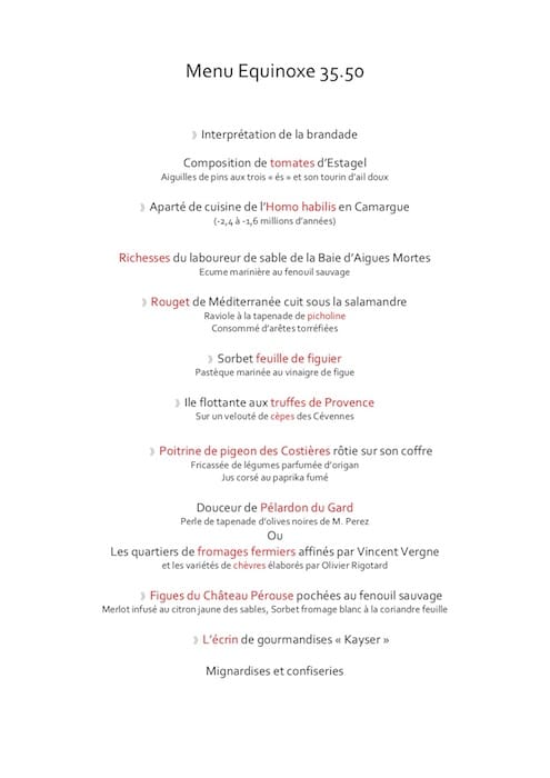 menu 50 ans Alexandre