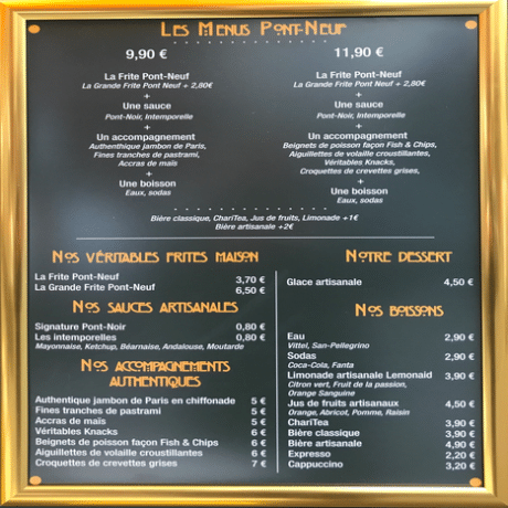 Menu La frite française