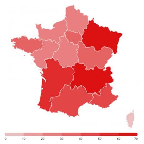 Régions d'origine des chefs étoilés