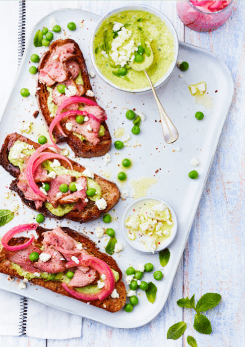 recette de Bruschetta d’agneau aux petits pois