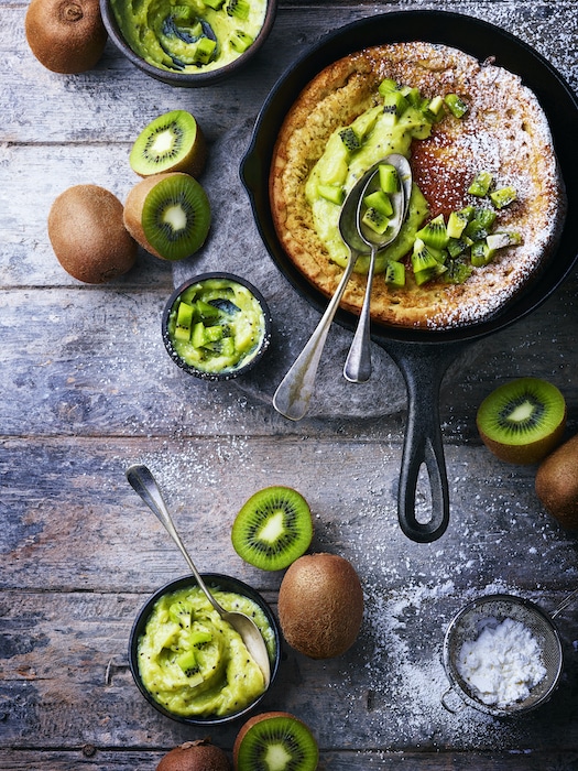 recette de Dutch Baby pancake au kiwi