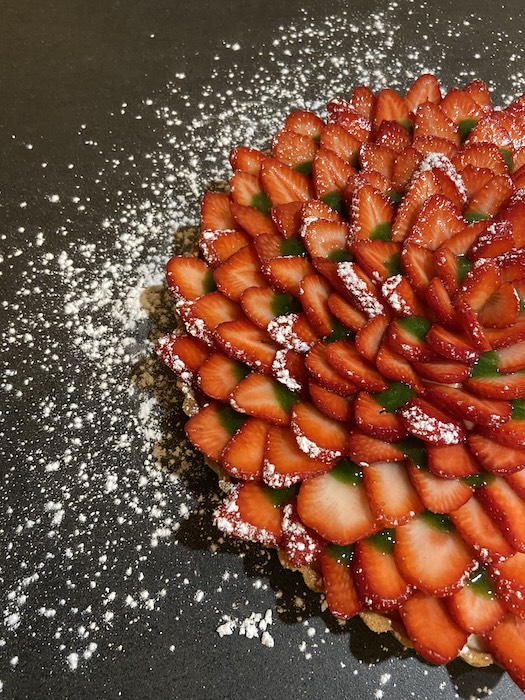 recette de Tarte aux fraises au gel de persil