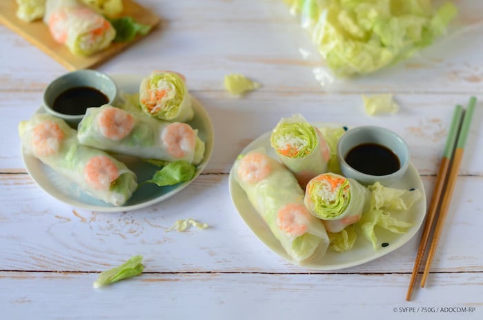 recette de Rouleaux de printemps à la laitue et aux crevettes