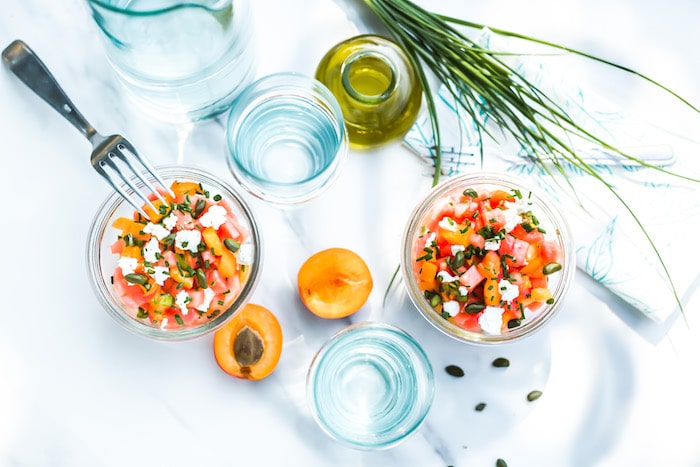 recette de Tartare d’abricots au chèvre et pastèque