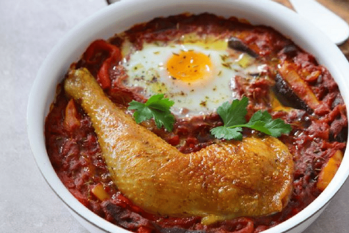 Chatchouka aux cuisses de poulet