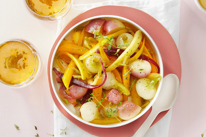 Légumes glacés au cidre