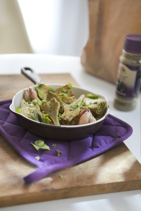 recette d'artichauts violets à la coriandre