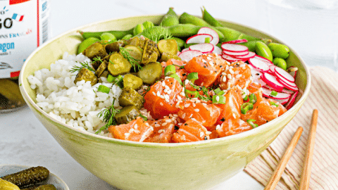 Pokebowl de saumon et cornichon