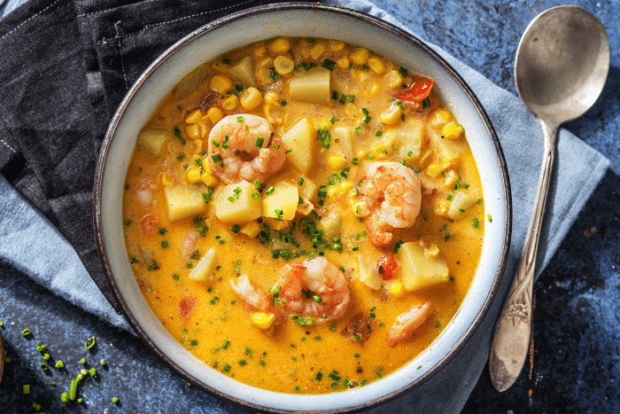 Soupe onctueuse aux crevettes