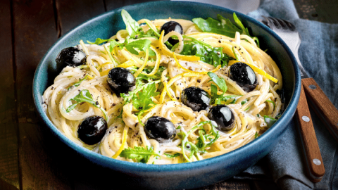 Spaghetti à la crème d’olives noires