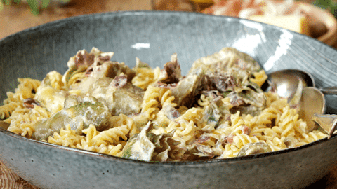 Torsades aux artichauts et au fromage frais