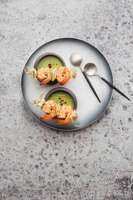 recette de Velouté de petits pois aux crevettes