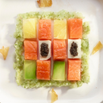 Saumon fumé au granité de concombre