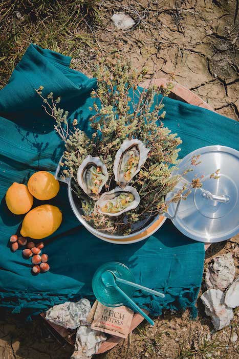 recette d'Huîtres citronnées et concombre