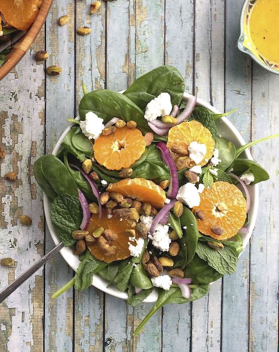 recette de Salade d’épinards aux pistaches et oranges