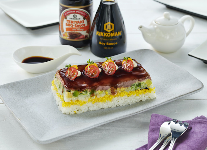 recette de Sushi Cake au rosbeef