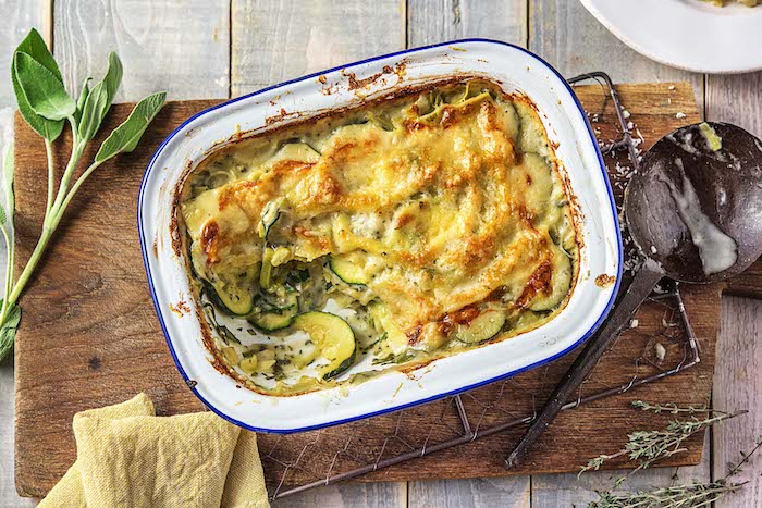 recette de Lasagnes végétariennes à la courgette et aux poireaux