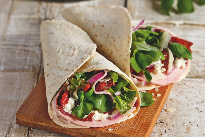 Wraps au jambon et tomates confites