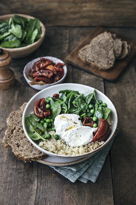 recette de Veggie bowl aux pousses d’épinards