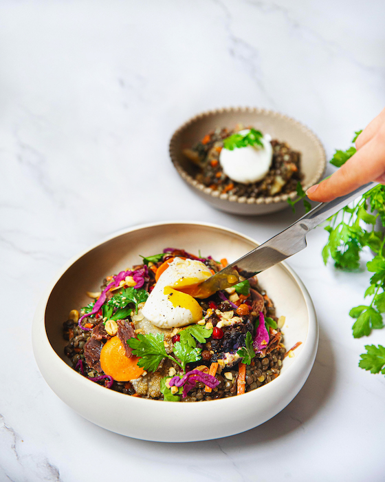 recette de Salade de lentilles aux gésiers confits