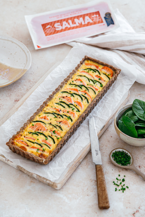 recette de Tarte au saumon et courgettes