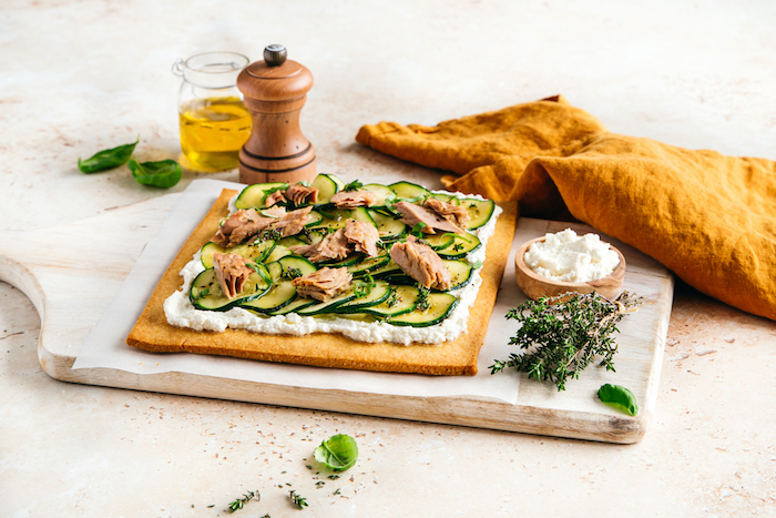 recette de Tarte fine aux courgettes et au thon