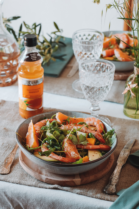 recette de Salade de gambas à la mangue et à l’avocat