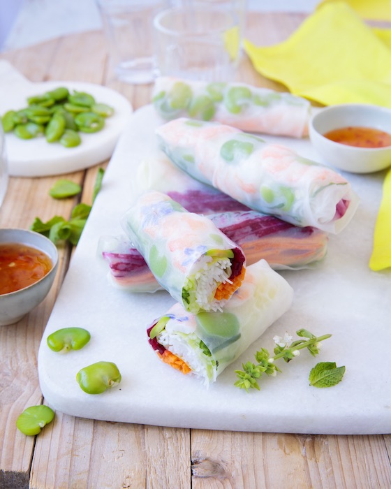 recette de Summer rolls aux fèves et crevettes