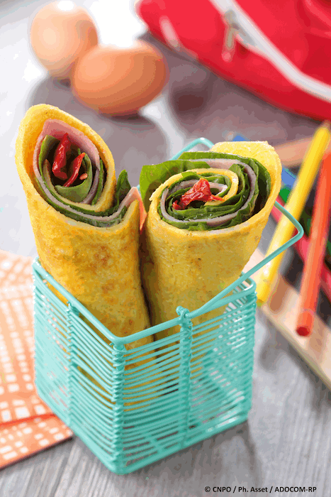 recette de Wraps d’omelette au jambon et aux épinards