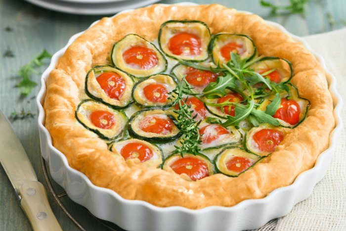 Tarte de légumes fleurs et Chevrotin