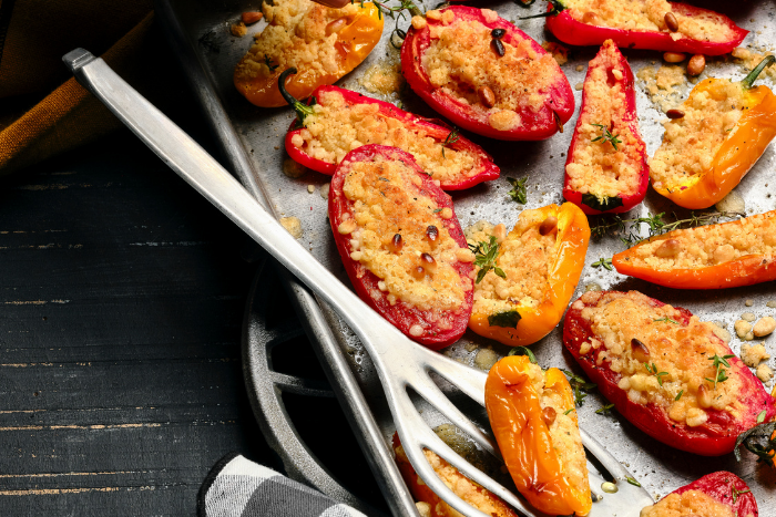 Crumble de tomates et mini-poivrons