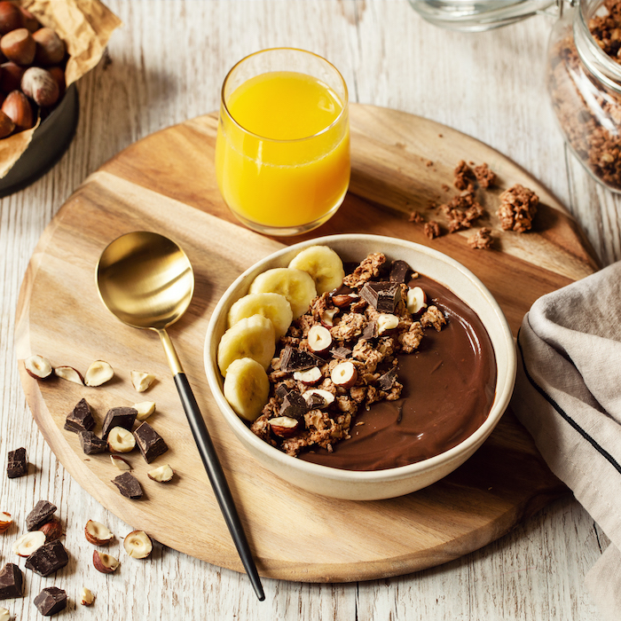 recette de Granola bowl chocolat et noisettes