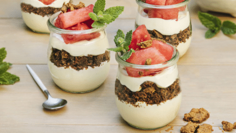 Verrines de cheesecake à la pastèque