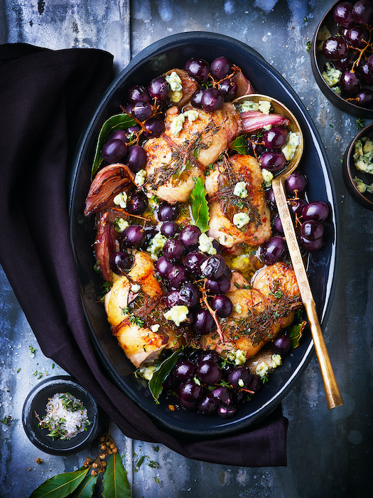 recette de Paupiettes de poulet au bleu et aux raisins