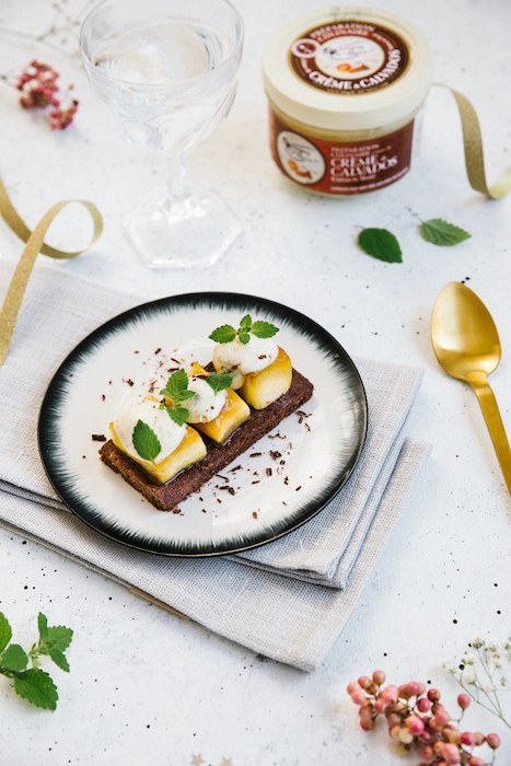 recette de Sablé chocolat aux pommes confites