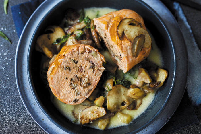 Ballotines de saumon aux champignons et aux marrons