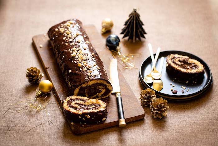 recette de Bûche de Noël chocolat noisette