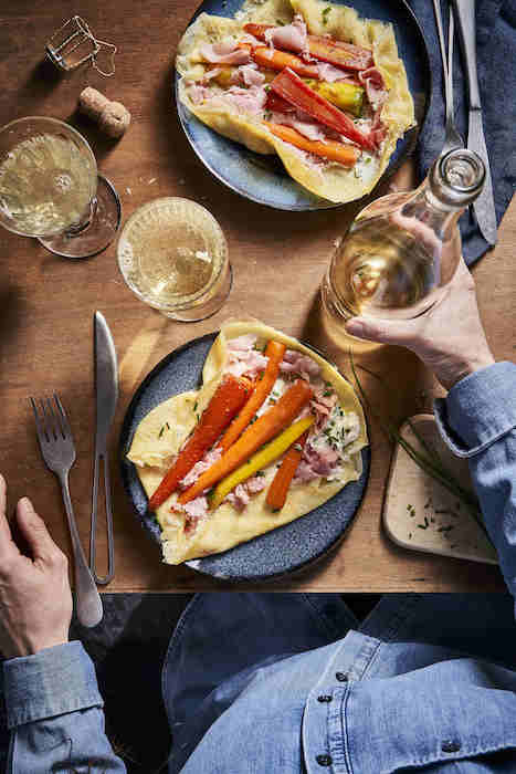 recette de Crêpes jambon carottes ricotta