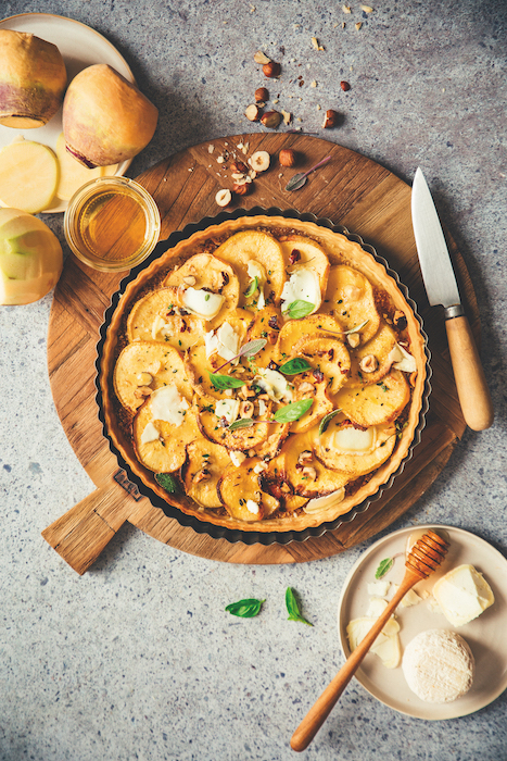 recette de Tarte rutabaga au chèvre et au miel