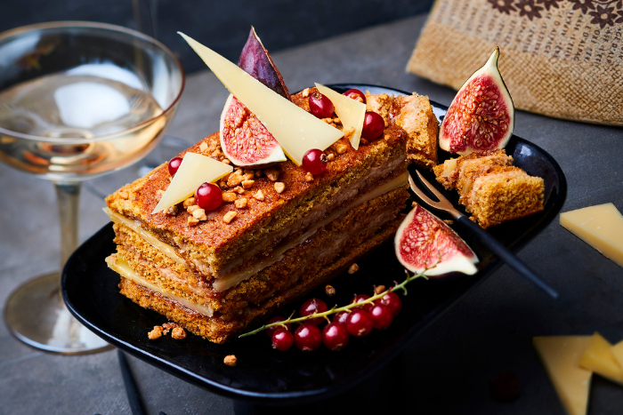 Millefeuille de pain d’épices au foie