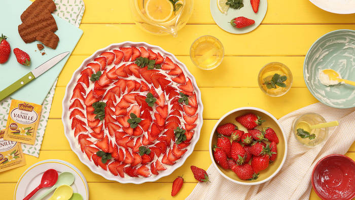 recette de Tarte aux fraises et aux spéculoos