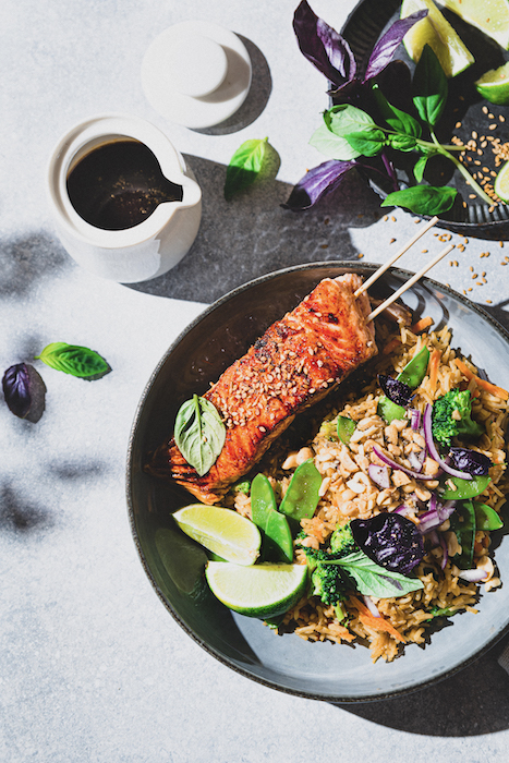 recette de Brochettes yakitoris de saumon au barbecue