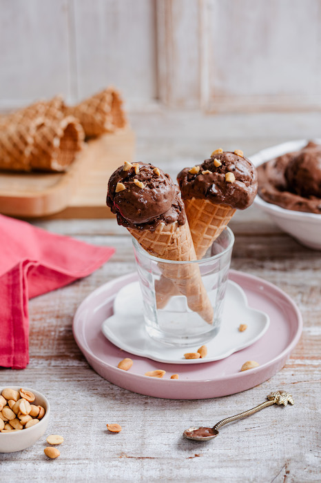 recette de Nice cream chocolat et cacahuètes