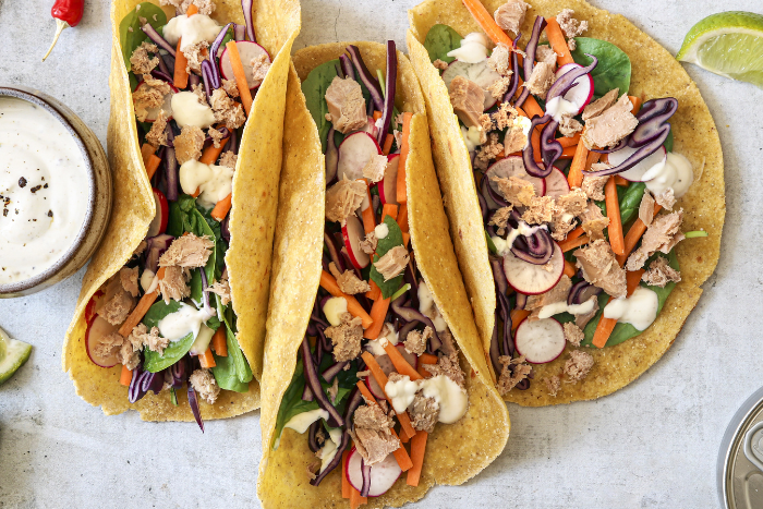 Tacos au thon et légumes de printemps