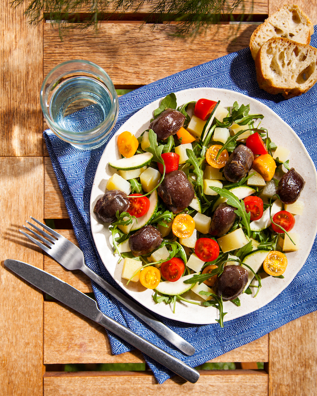 recette de Salade multicolore aux gésiers confits