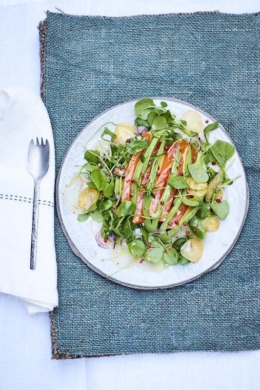 recette de Salade fraîche au saumon mariné