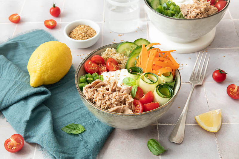 recette de Pokebowl de thon et légumes d’été