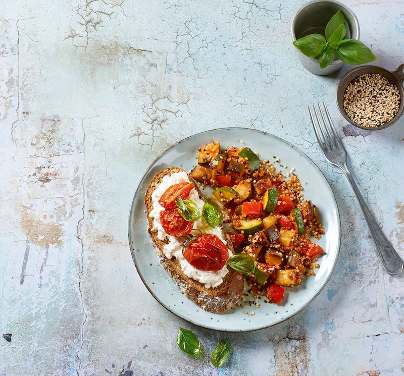 recette de Bruschetta burrata et tomates confites