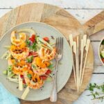 recette de Brochettes de gambas grillées aux abricots